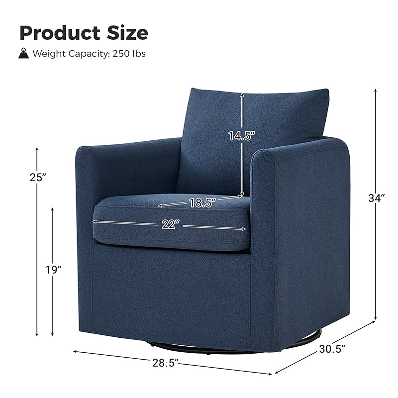 Asser White Swivel Chair,360 Degree Swivel, Removable Slipcover, Reversible Cushions