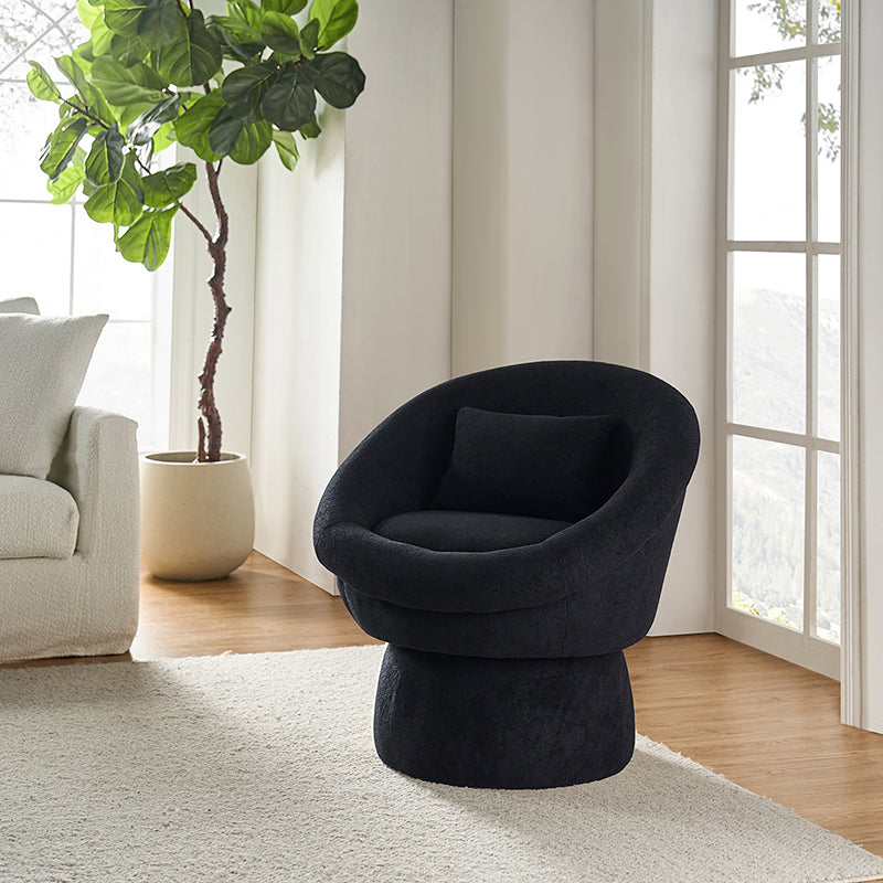 Meg Modern Lamb Wool Swivel Barrel Chair