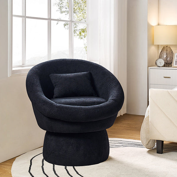 Meg Modern Lamb Wool Swivel Barrel Chair