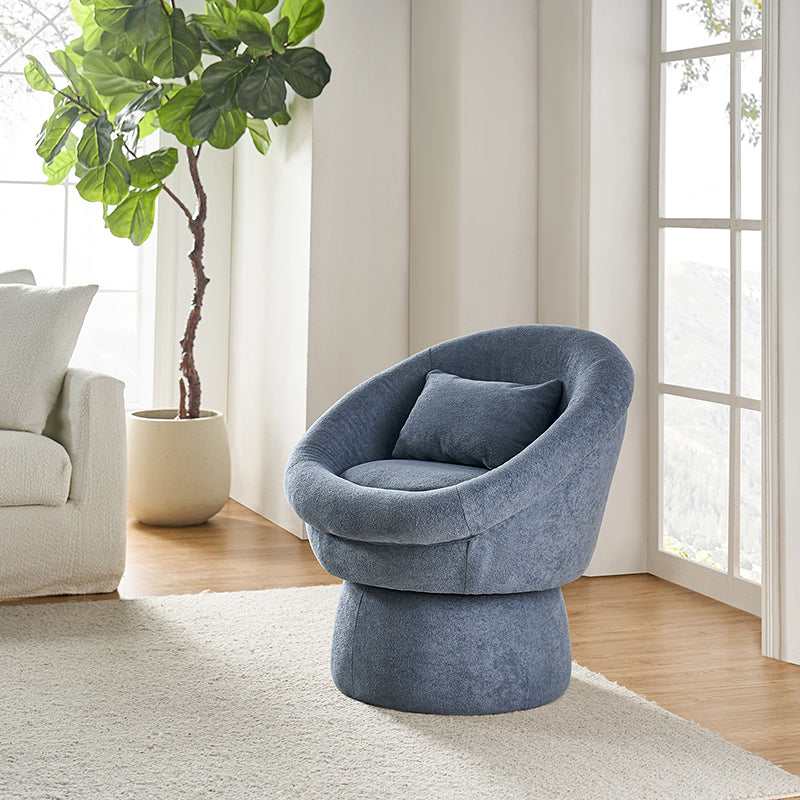 Meg Modern Lamb Wool Swivel Barrel Chair