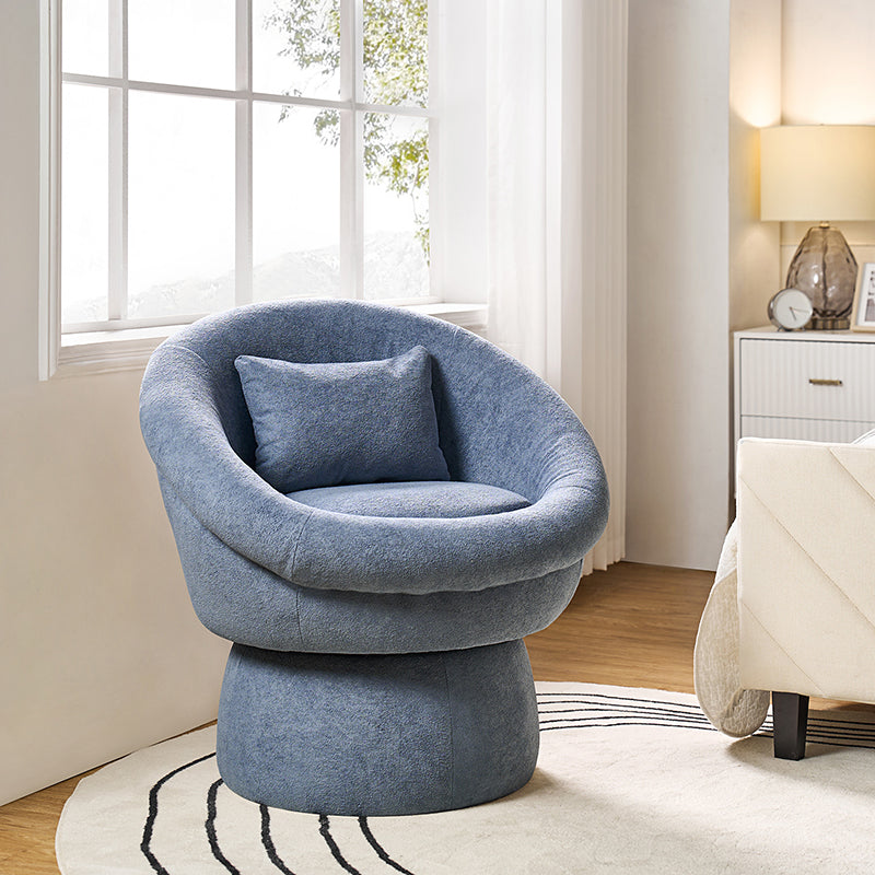 Meg Modern Lamb Wool Swivel Barrel Chair