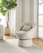 Meg Modern Lamb Wool Swivel Barrel Chair