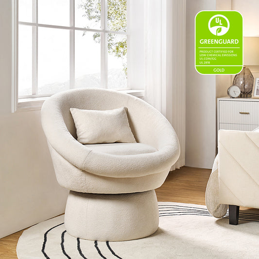 Meg Modern Lamb Wool Swivel Barrel Chair