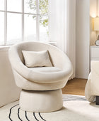 Meg Modern Lamb Wool Swivel Barrel Chair