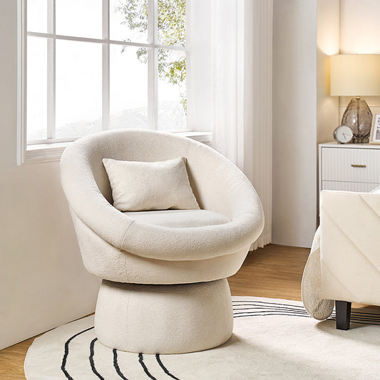 Meg Modern Lamb Wool Swivel Barrel Chair