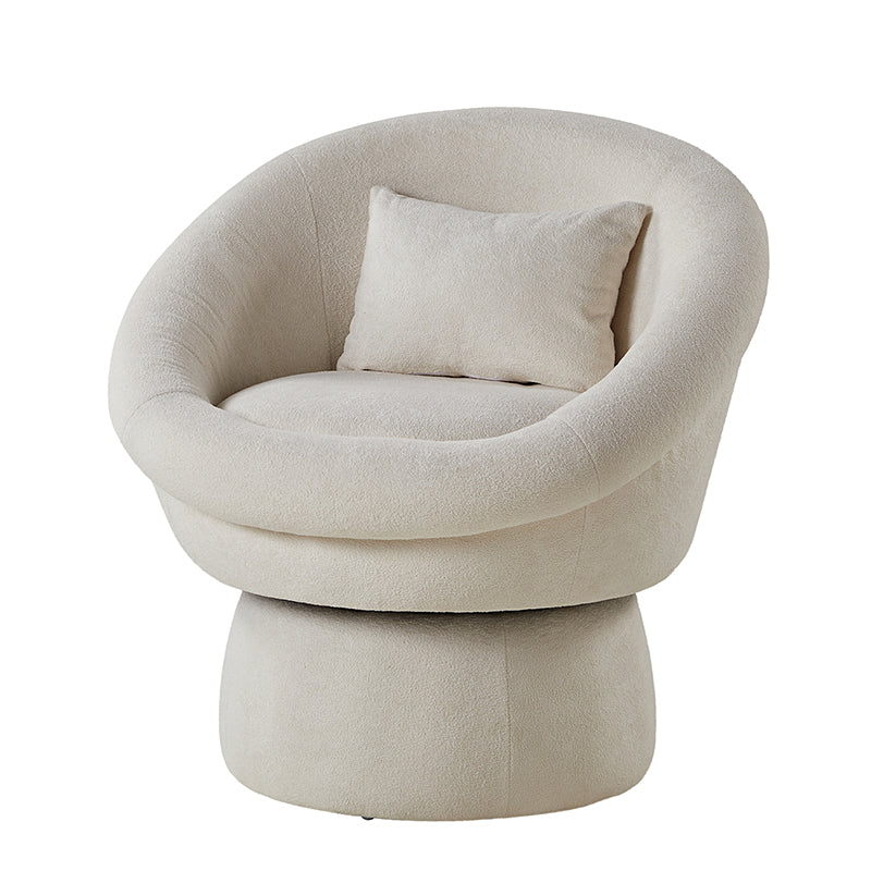 Meg Modern Lamb Wool Swivel Barrel Chair