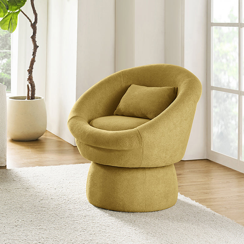 Meg Modern Lamb Wool Swivel Barrel Chair