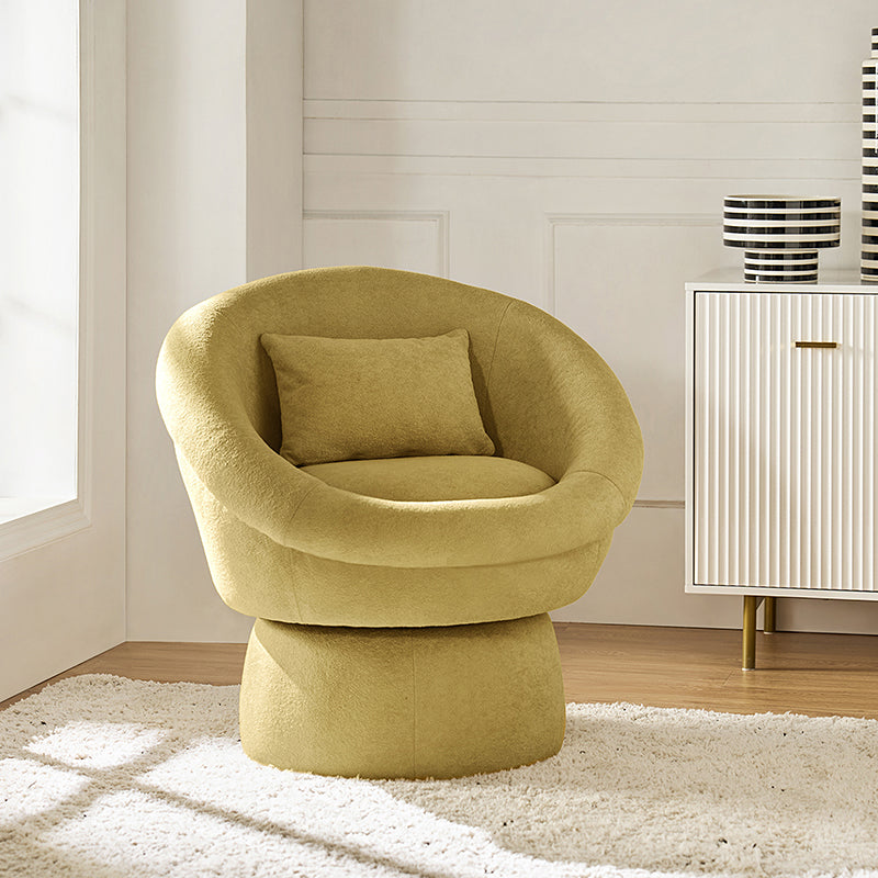 Meg Modern Lamb Wool Swivel Barrel Chair