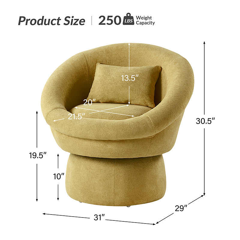 Meg Modern Lamb Wool Swivel Barrel Chair