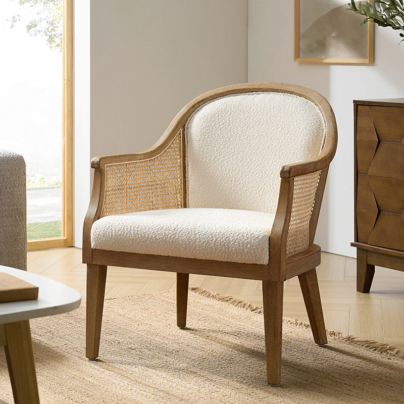 Audrey  Farmhouse Rattan Solid Wood Armchair