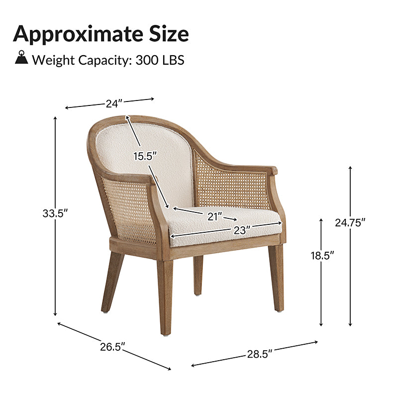 Audrey  Farmhouse Rattan Solid Wood Armchair