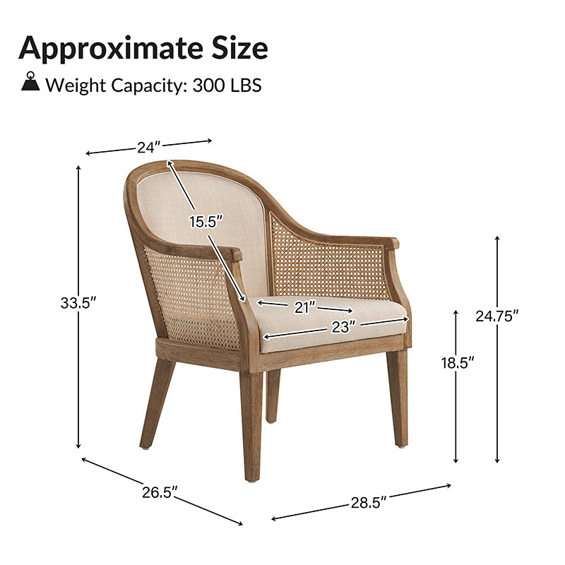 Audrey  Farmhouse Rattan Solid Wood Armchair