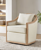 Percy Jess Farmhouse Swivel Chair with Toss Pillows