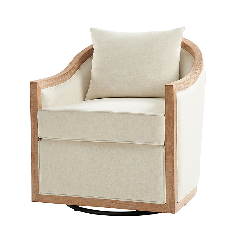 Percy Jess Farmhouse Swivel Chair with Toss Pillows