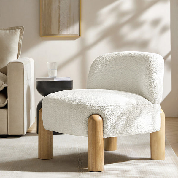 Tess Cozy Accent Chair with  Solid Wood Legs