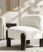 Vicky White Contemporary Accent Chair with Rubber Wood Legs