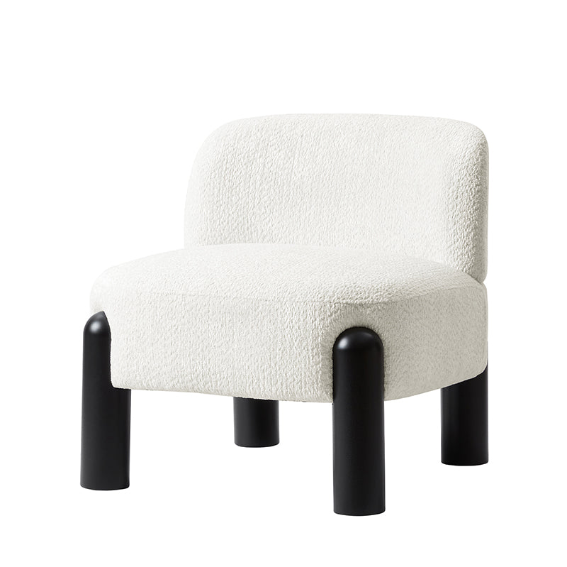 Vicky White Contemporary Accent Chair with Rubber Wood Legs