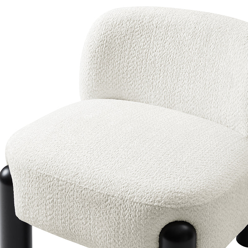 Vicky White Contemporary Accent Chair with Rubber Wood Legs