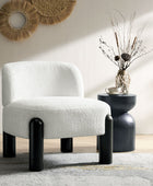 Vicky White Contemporary Accent Chair with Rubber Wood Legs