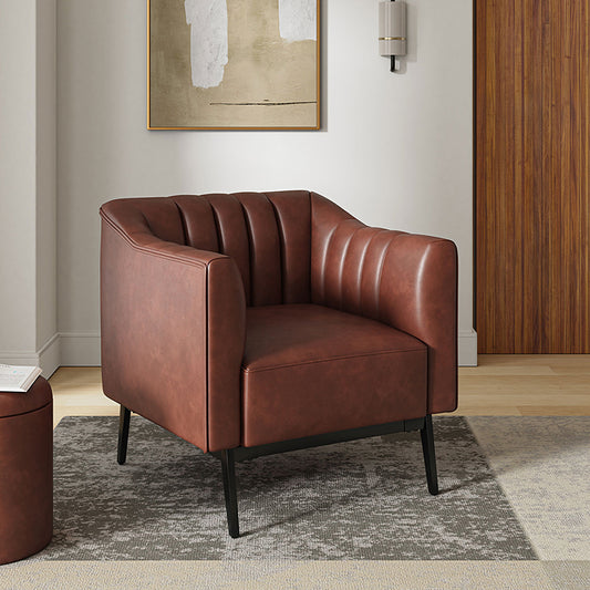 Contemporary Industrial Elegance: Benedikt 30" Wide Chair with Faux Leather