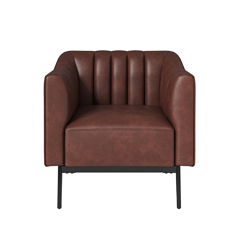Contemporary Industrial Elegance: Benedikt 30" Wide Chair with Faux Leather
