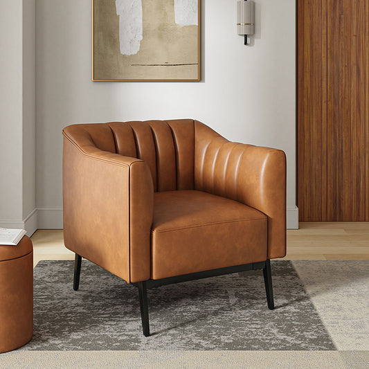 Contemporary Industrial Elegance: Benedikt 30" Wide Chair with Faux Leather