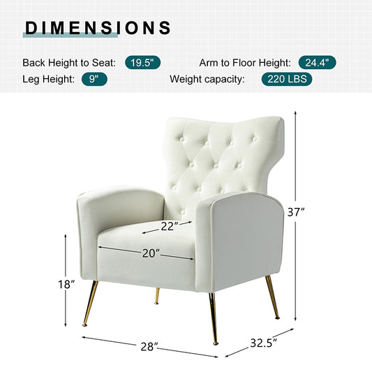Amira Tufted Velvet Armchair Contemporary Consolata Wingback Accent Chair