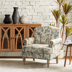 Raphael Farmhouse Armchair  with Wooden legs Accent Chair with Sturdy Frame