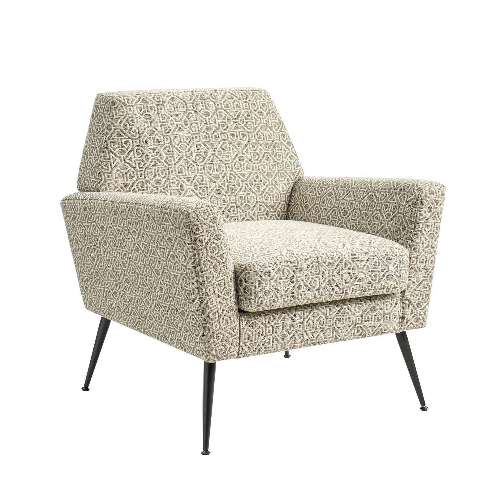 Tony Geometric Pattern Armchair with Square Arms