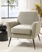 Tony Geometric Pattern Armchair with Square Arms