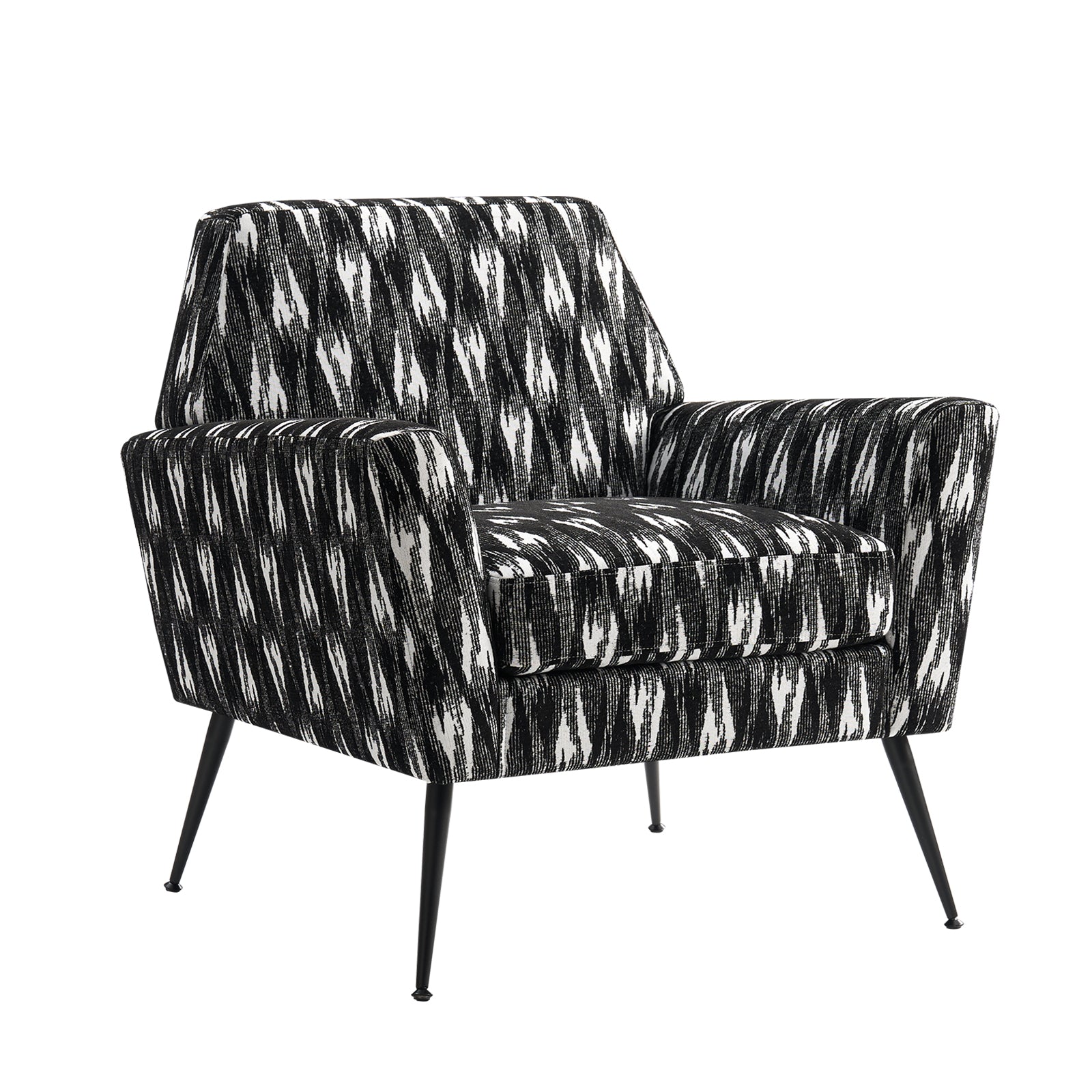 Tony Geometric Pattern Armchair with Square Arms