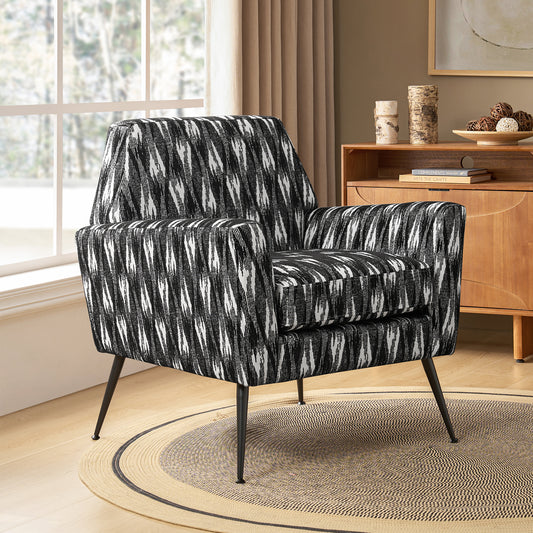 Tony Geometric Pattern Armchair with Square Arms