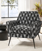 Tony Geometric Pattern Armchair with Square Arms