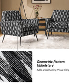 Tony Geometric Pattern Armchair with Square Arms