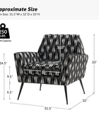 Tony Geometric Pattern Armchair with Square Arms