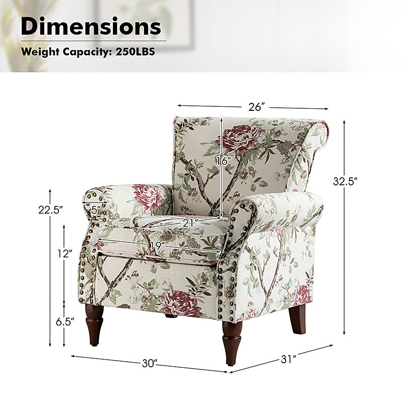 Artemisa Modern Floral Pattern Upholstered Armchair