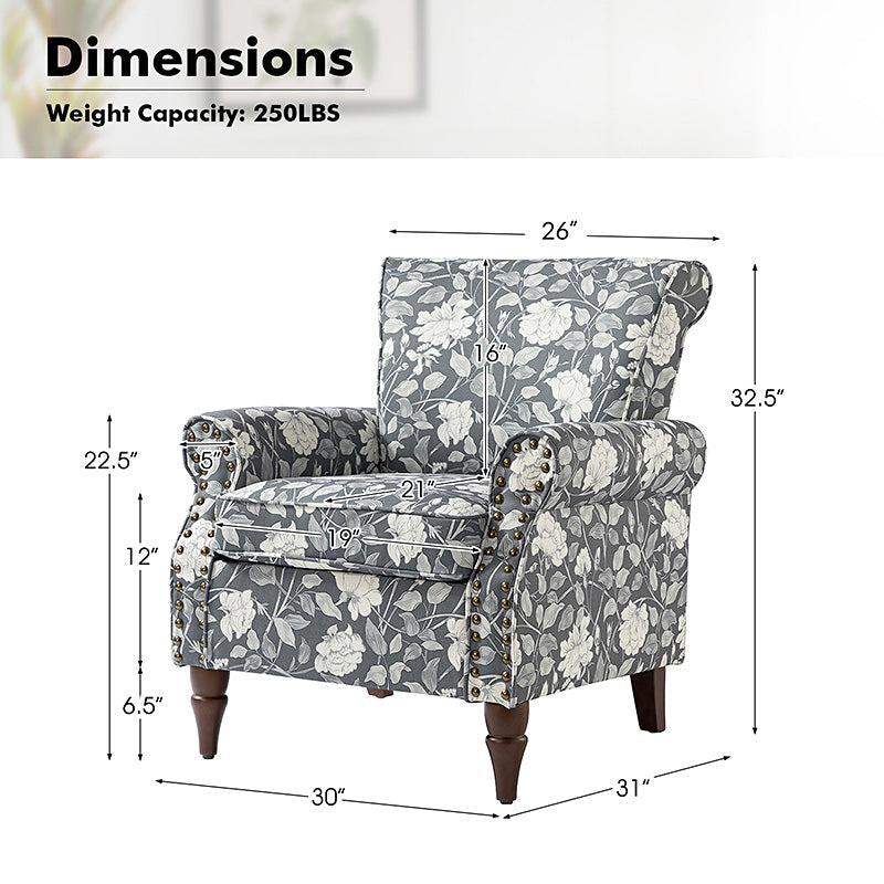 Artemisa Modern Floral Pattern Upholstered Armchair