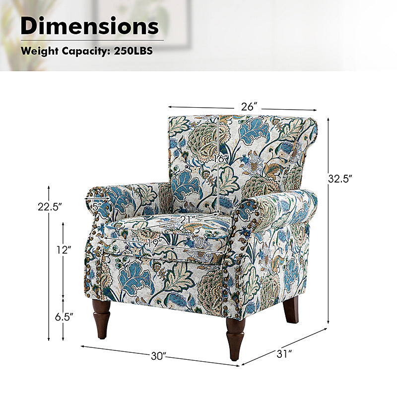 Artemisa Modern Floral Pattern Upholstered Armchair