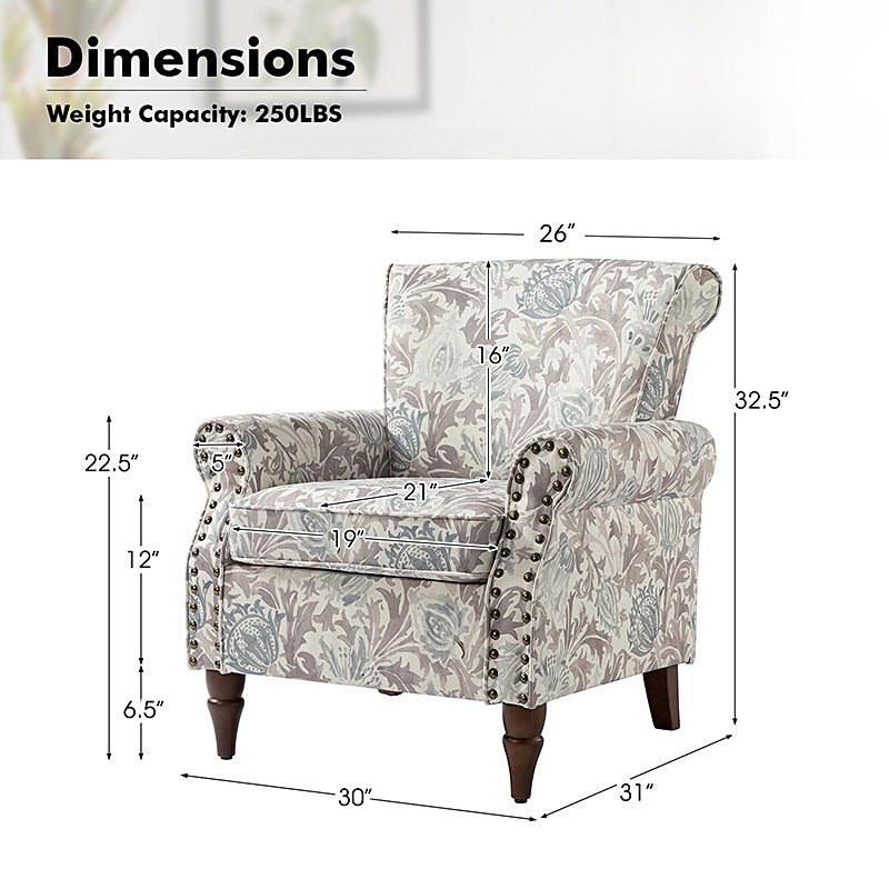 Artemisa Modern Floral Pattern Upholstered Armchair