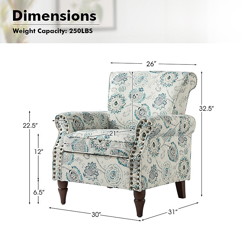 Artemisa Modern Floral Pattern Upholstered Armchair