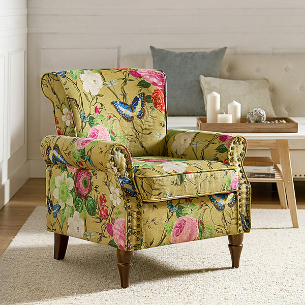 Artemisa Modern Floral Pattern Upholstered Armchair