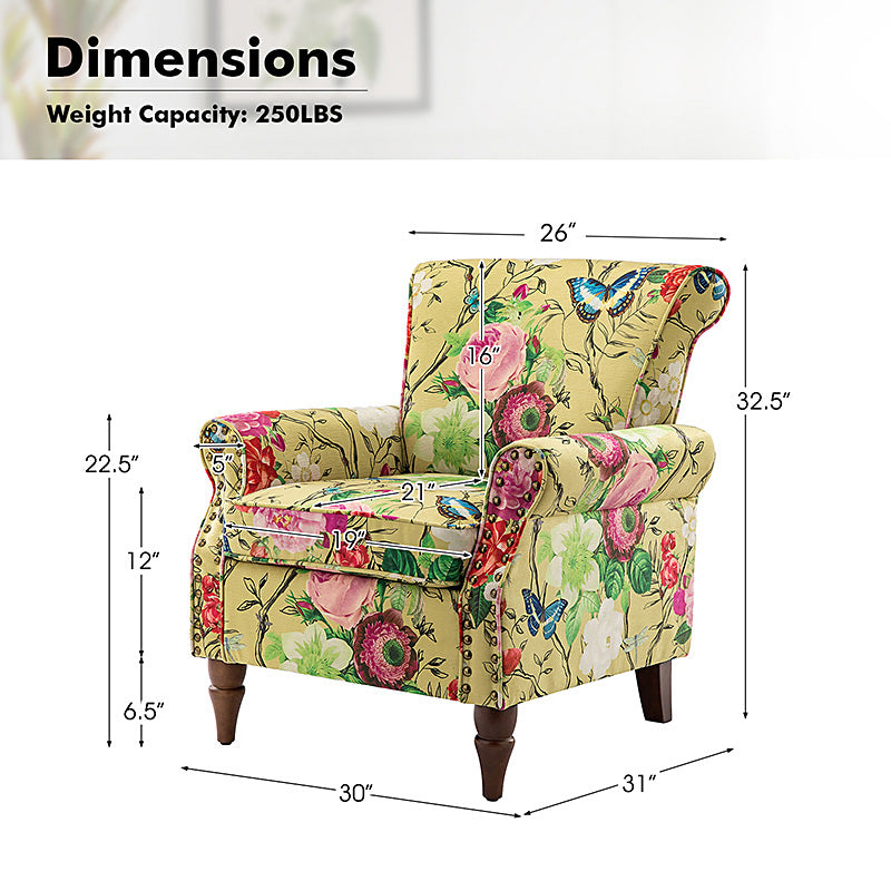 Artemisa Modern Floral Pattern Upholstered Armchair