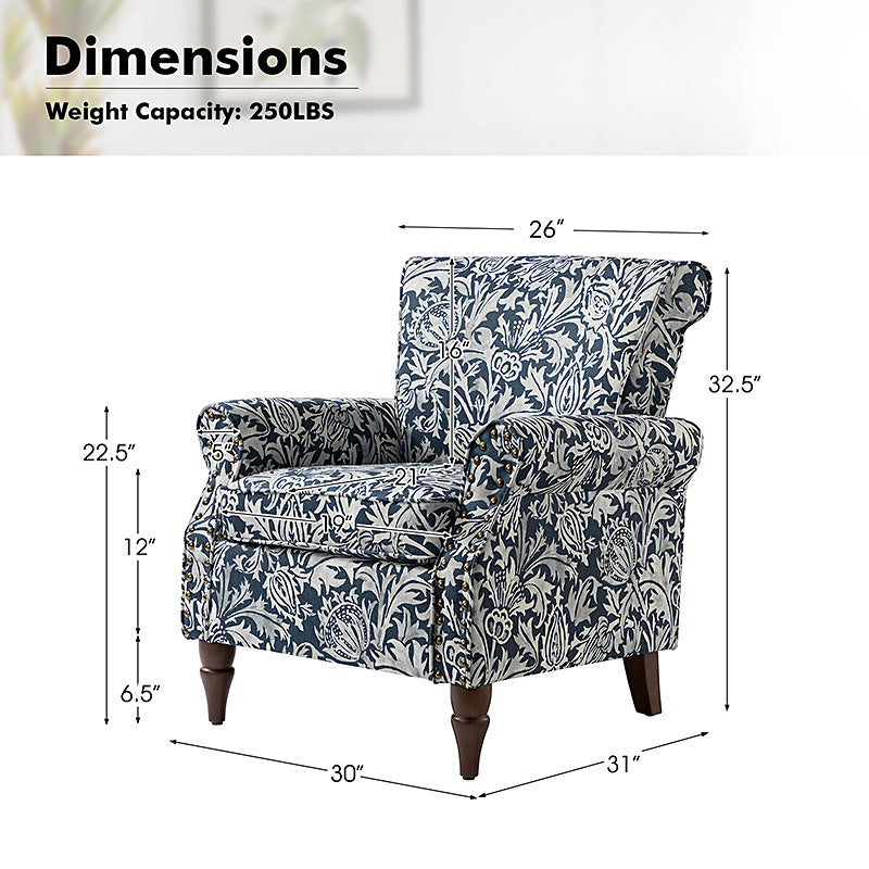 Artemisa Modern Floral Pattern Upholstered Armchair