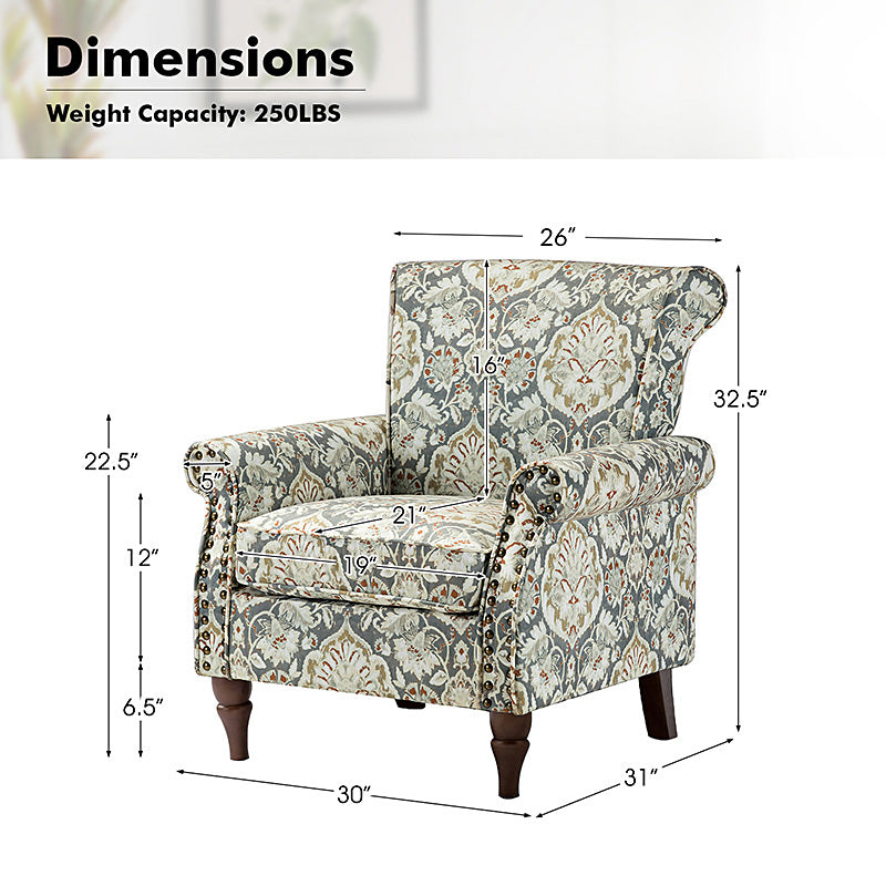 Artemisa Modern Floral Pattern Upholstered Armchair