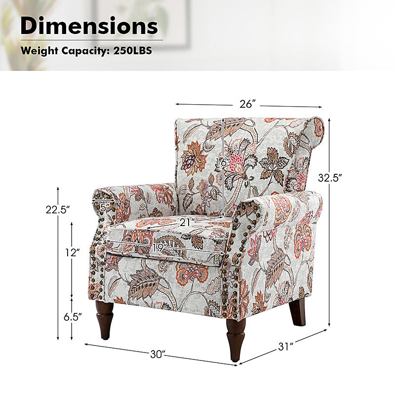 Artemisa Modern Floral Pattern Upholstered Armchair