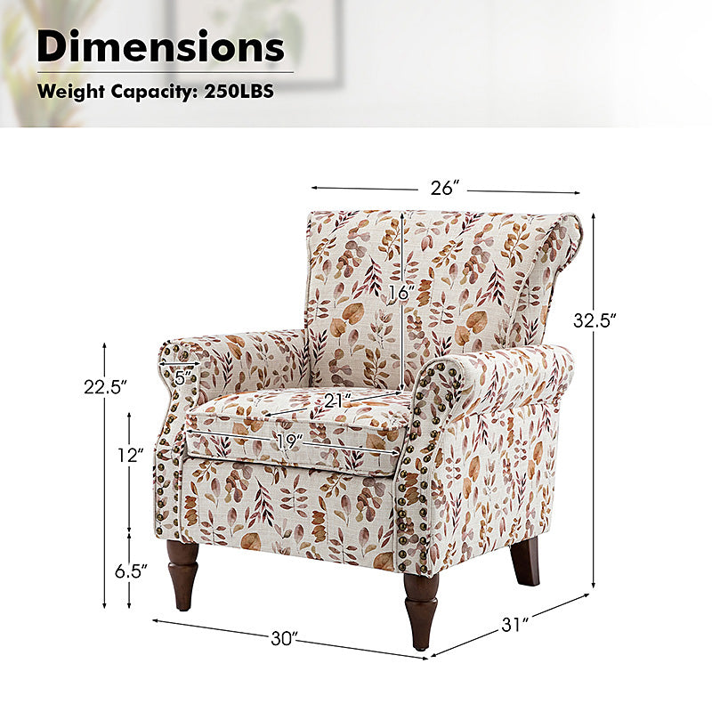 Artemisa Modern Floral Pattern Upholstered Armchair