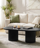 Laurenzo Adjustable Solid Wood Base Oval Coffee Table with Convertible Nesting Design