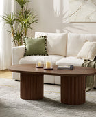 Laurenzo Adjustable Solid Wood Base Oval Coffee Table with Convertible Nesting Design