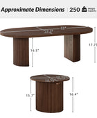 Laurenzo Adjustable Solid Wood Base Oval Coffee Table with Convertible Nesting Design