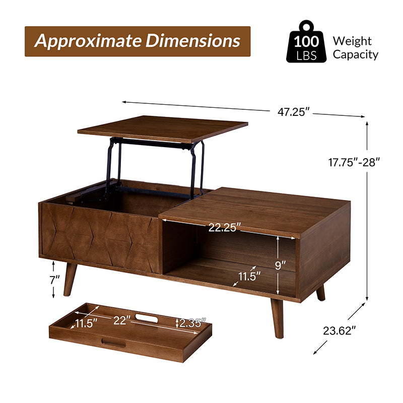 Ria Flared Legs Coffee Table with Lift Top